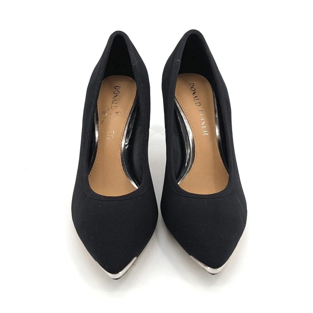 Donald Pliner‎ Ezra Black Mesh Metal Cap Toe Pumps Size 6.5M